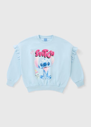 Disney Girls Blue Stitch & Scrump Sweatshirt (4-13yrs)