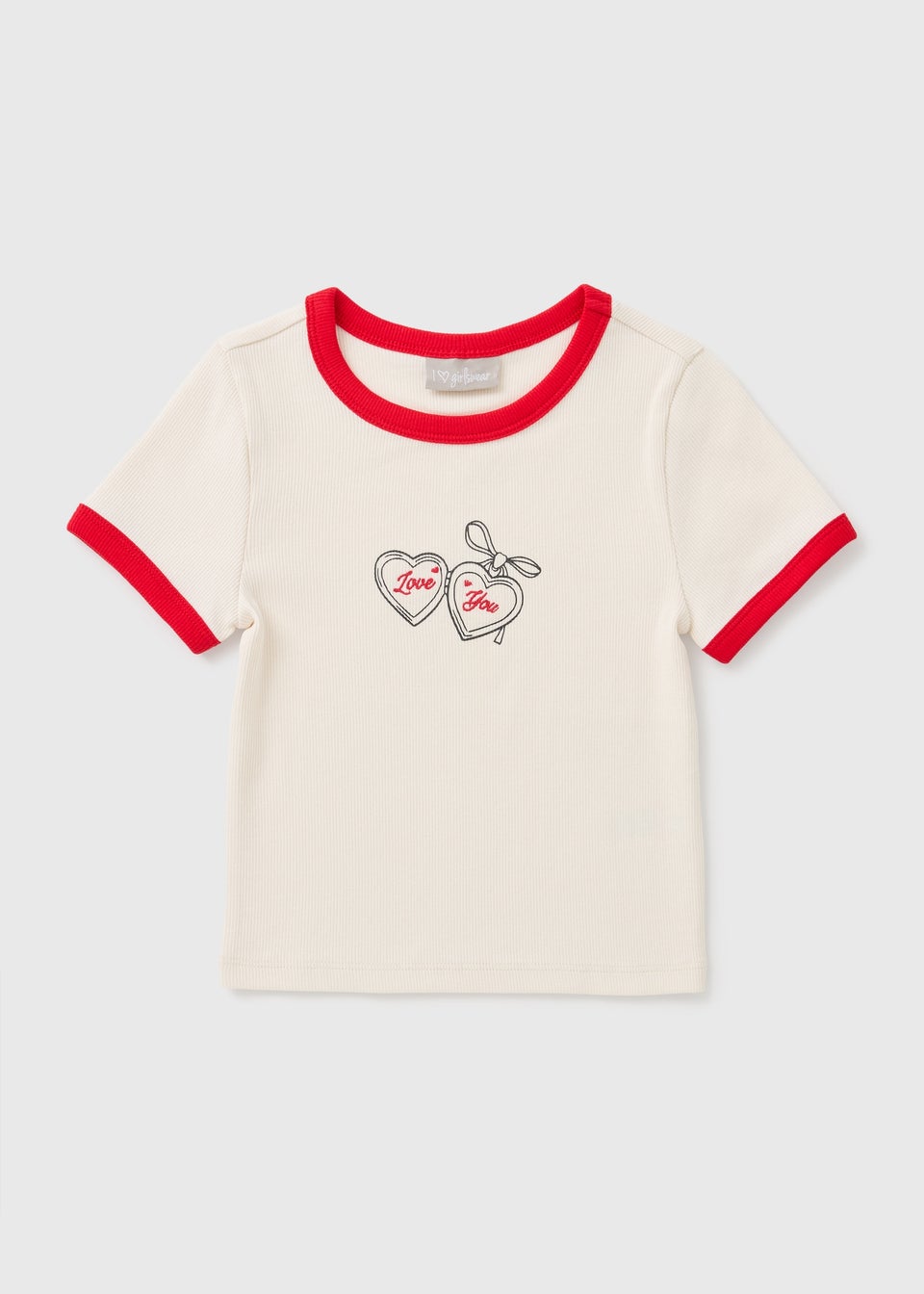 Girls Cream Lock Ringer T-Shirt (7-15yrs)
