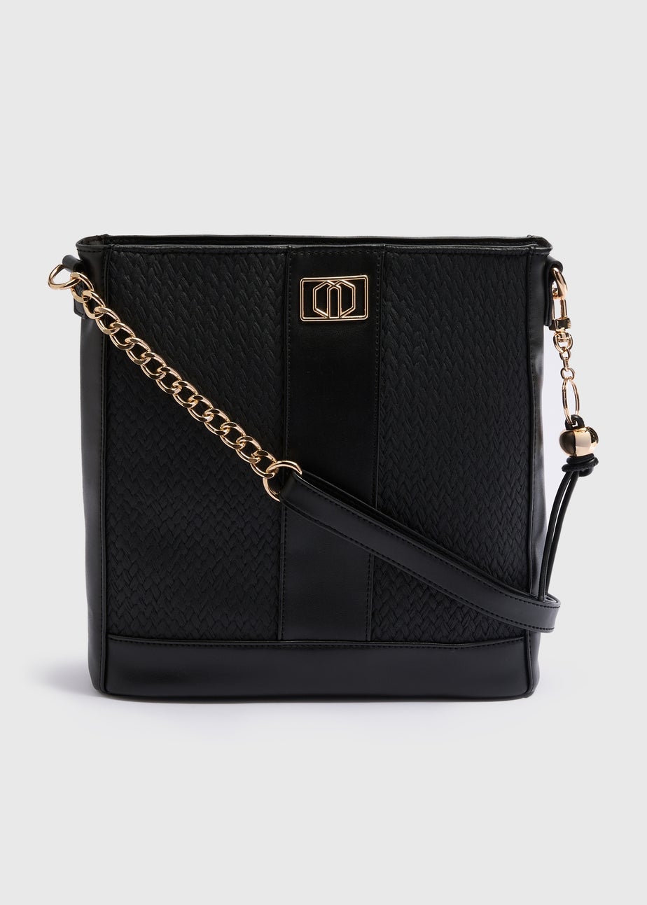 Black Textured Messenger Bag