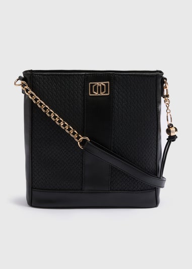 Black Textured Messenger Bag