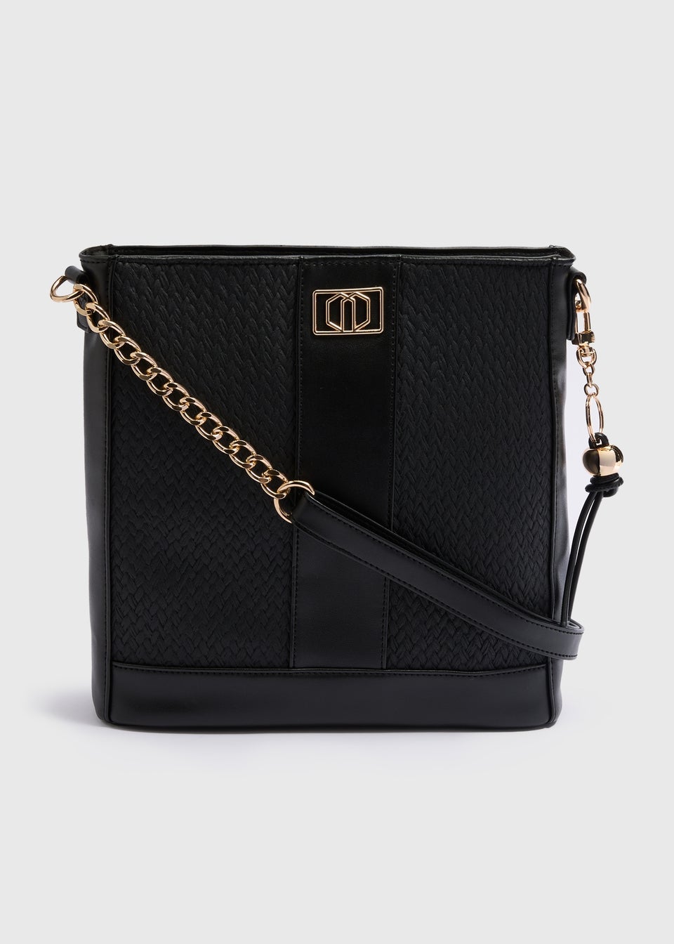 Black Textured Messenger Bag