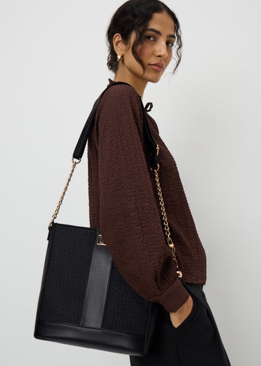 Black Textured Messenger Bag