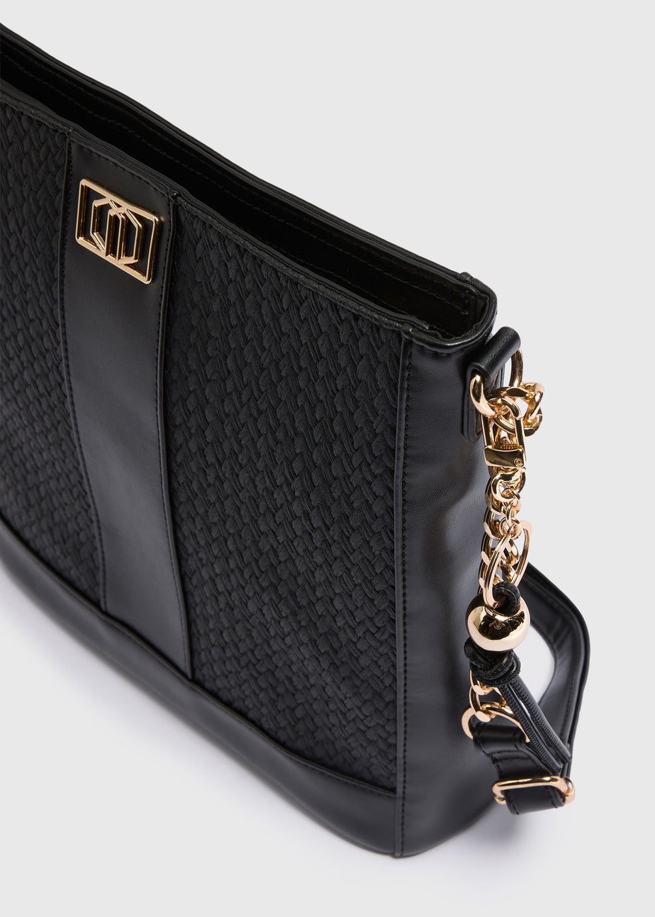 Black Textured Messenger Bag