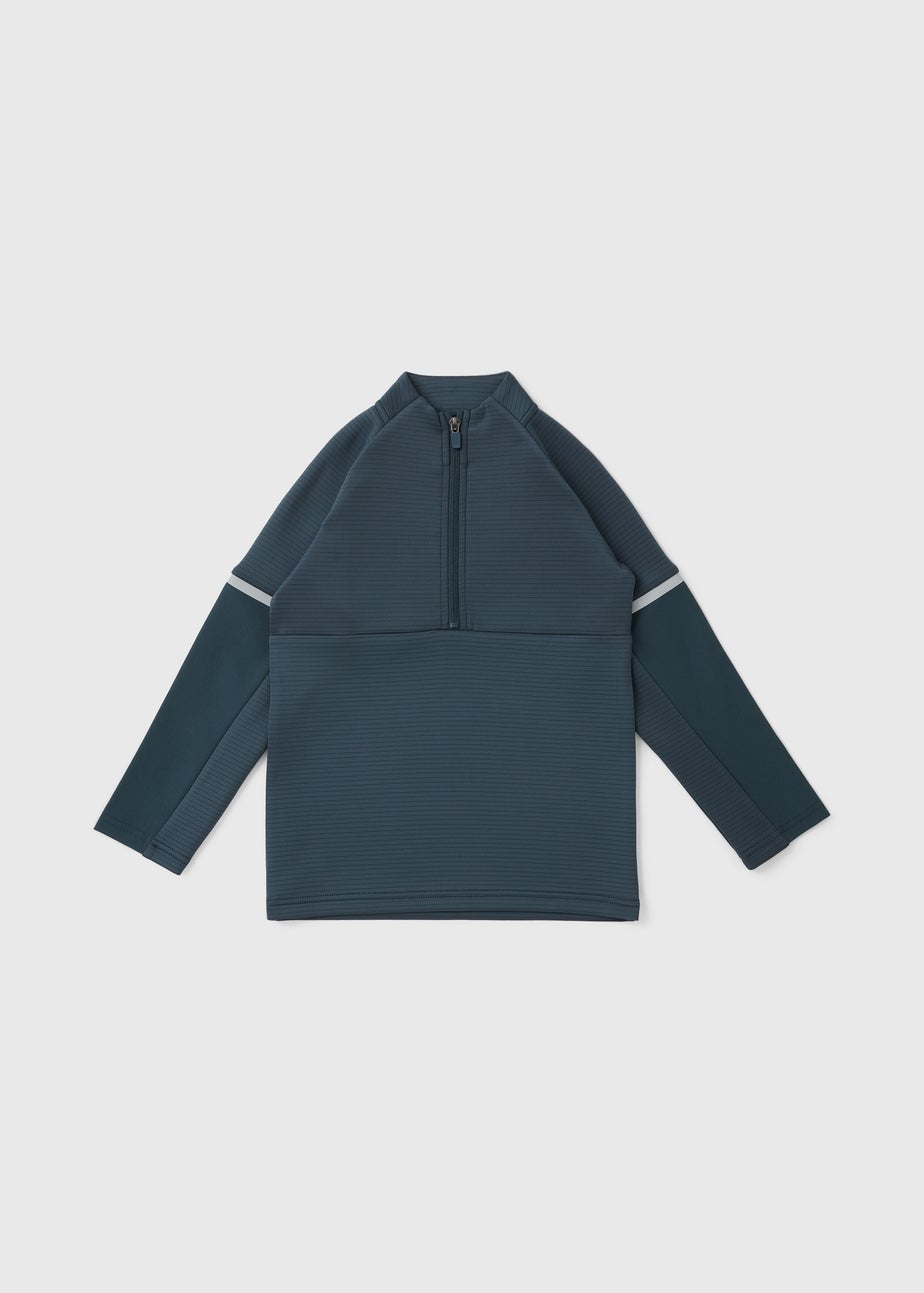Boys Teal 1/4 Zip Scuba Top (7-15yrs)