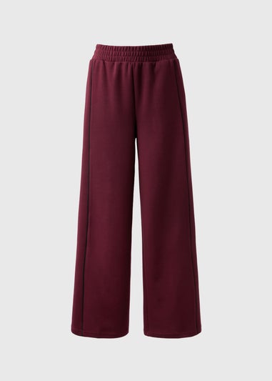 Burgundy Piped Scuba Co-Ord Wide Leg Trouser
