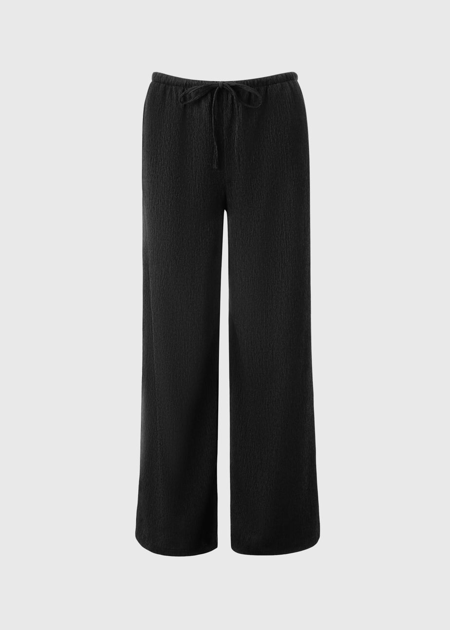 Black Textured Co Ord Wide Leg Trousers