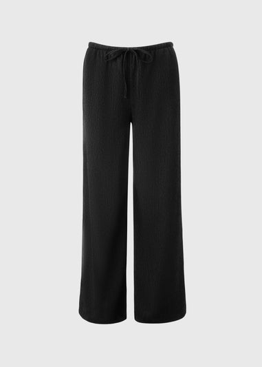 Black Textured Co Ord Wide Leg Trousers