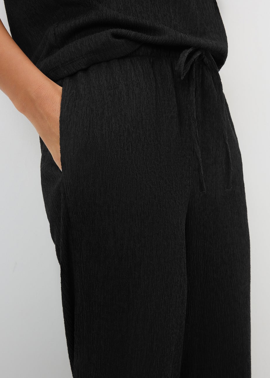 Black Textured Co Ord Wide Leg Trousers