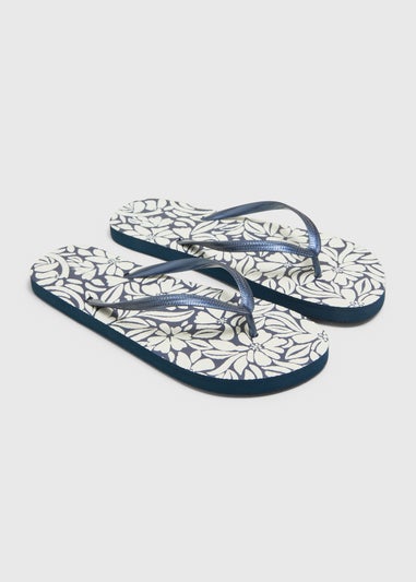 Navy Printed Flip Flops