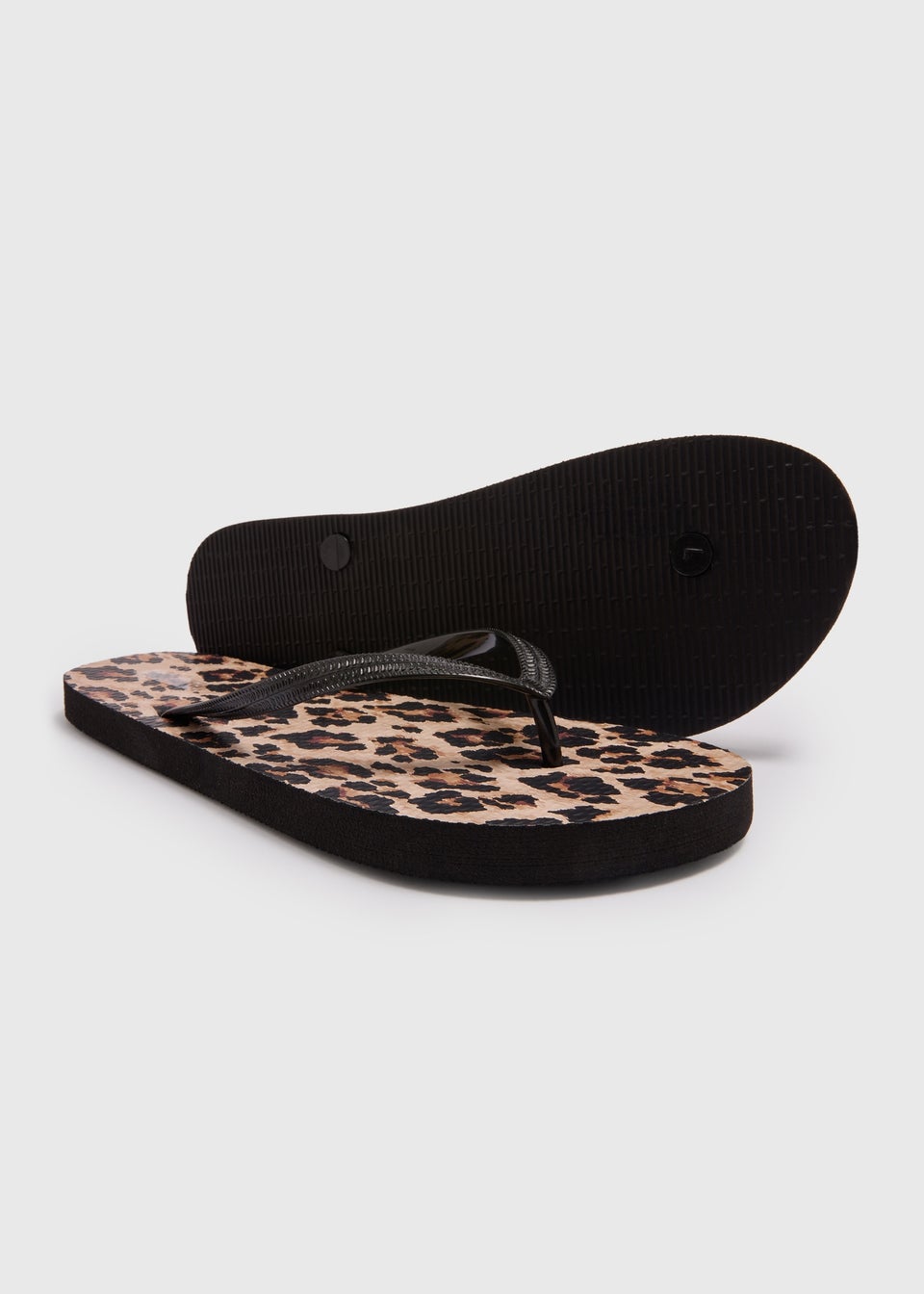 Brown Leopard Print Flip Flops