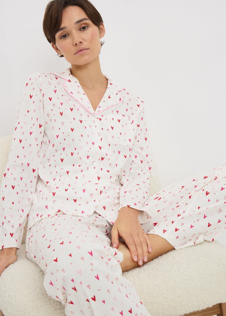 Cream Heart Matching Family Pyjama Set