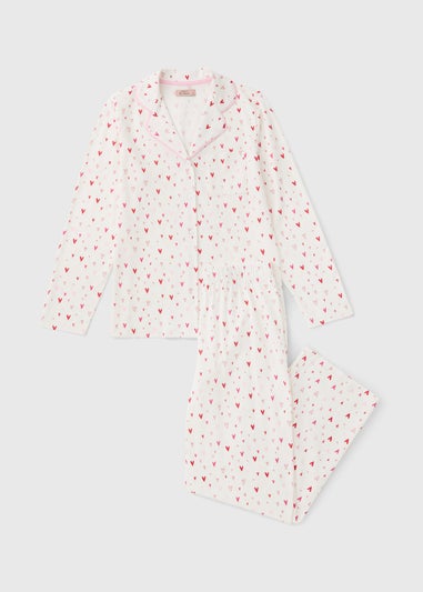 Cream Heart Matching Family Pyjama Set