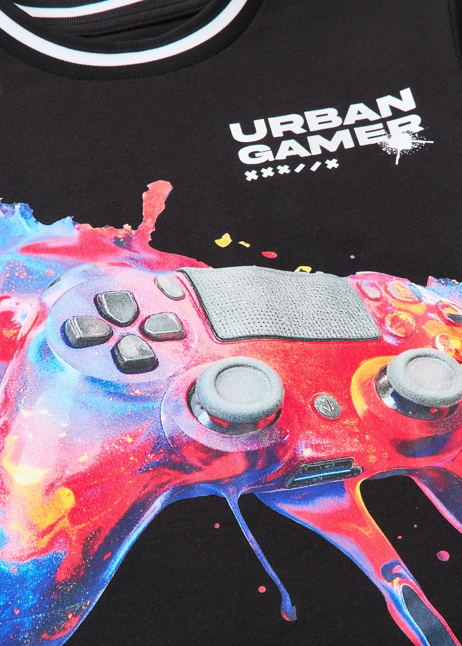 Boys Black Gaming Short Pyjama Set (7-13yrs)