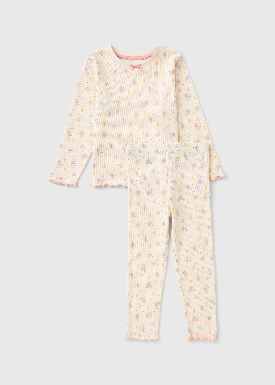 Girls Cream Ballerina Mouse Long Pyjama Set (1-7yrs)