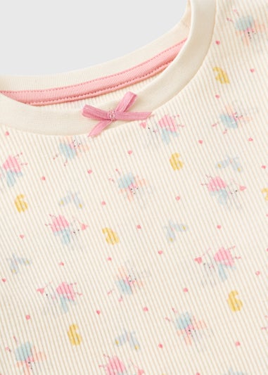 Girls Cream Ballerina Mouse Long Pyjama Set (1-7yrs)