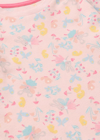 2 Pack Girls Pink Ballerina Mouse Long Pyjama Set (1-7yrs)