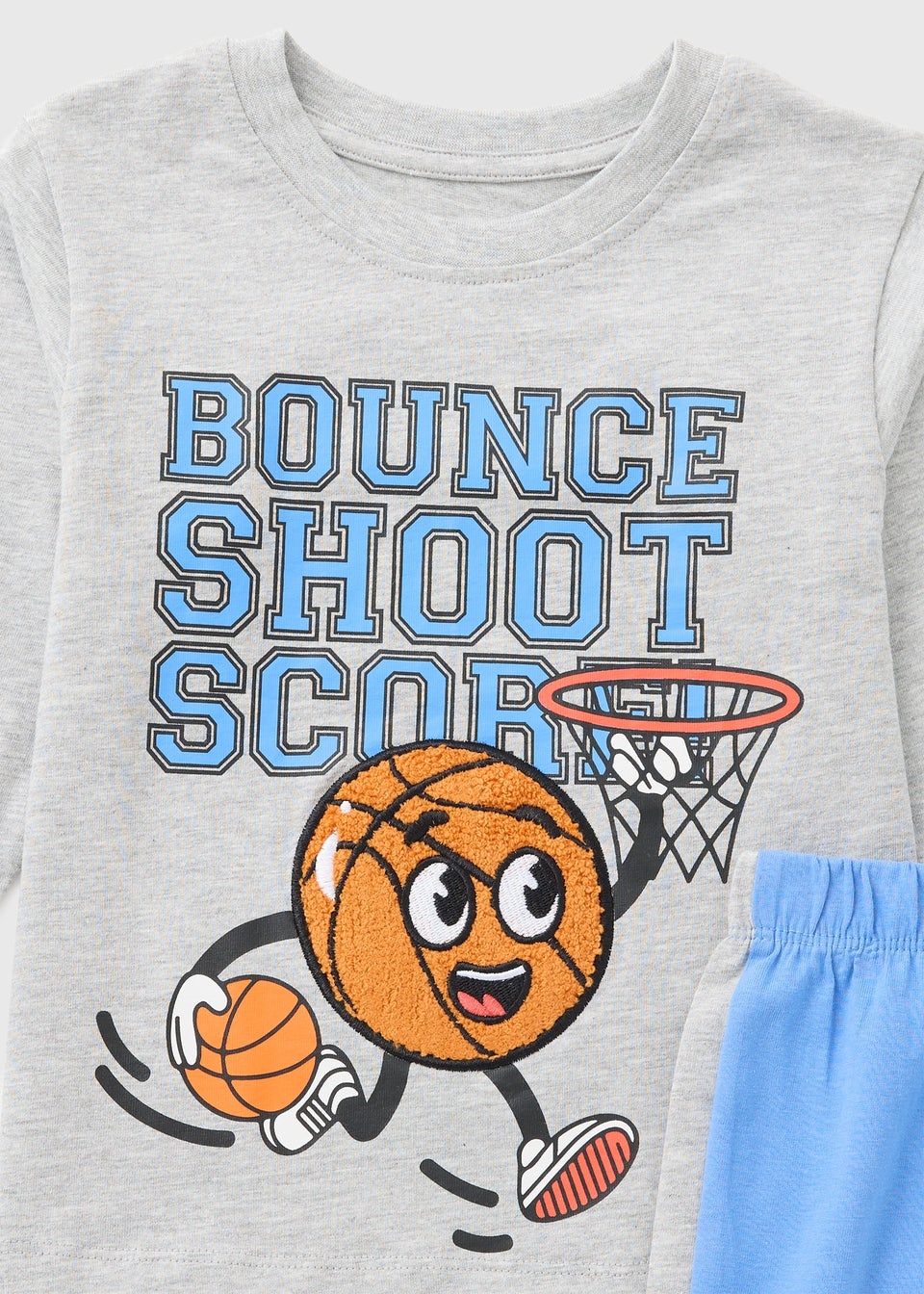 Kids Grey Basketball Long Pyjama Set (1-7yrs)