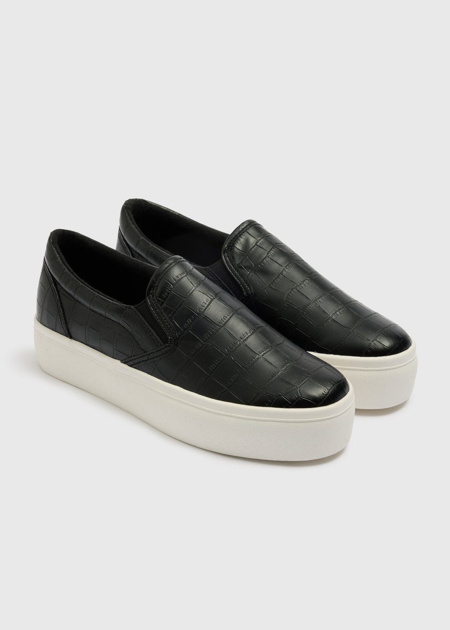 Black Platform Slip On Espadrilles