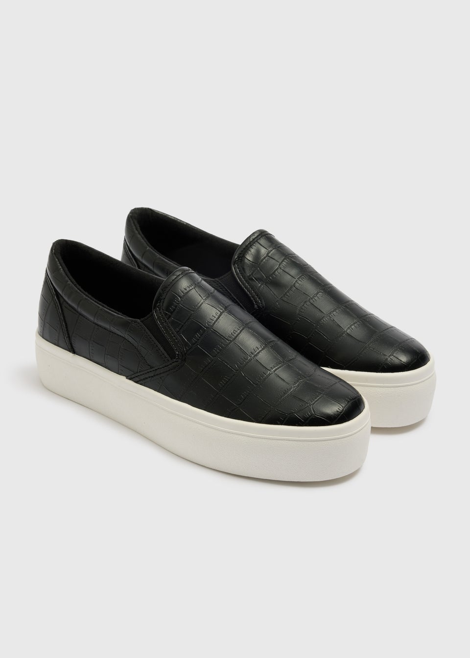 Black Platform Slip On Espadrilles