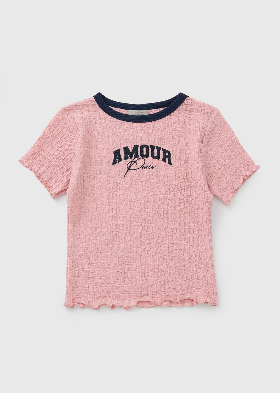 Girls Pink Crinkle Amour Ringer T-Shirt