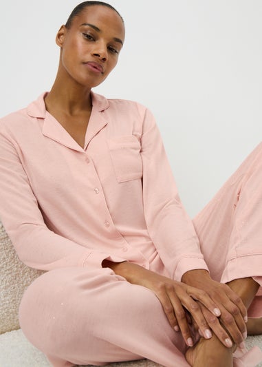 Pink Long Sleeve Sparkle Pyjama Set