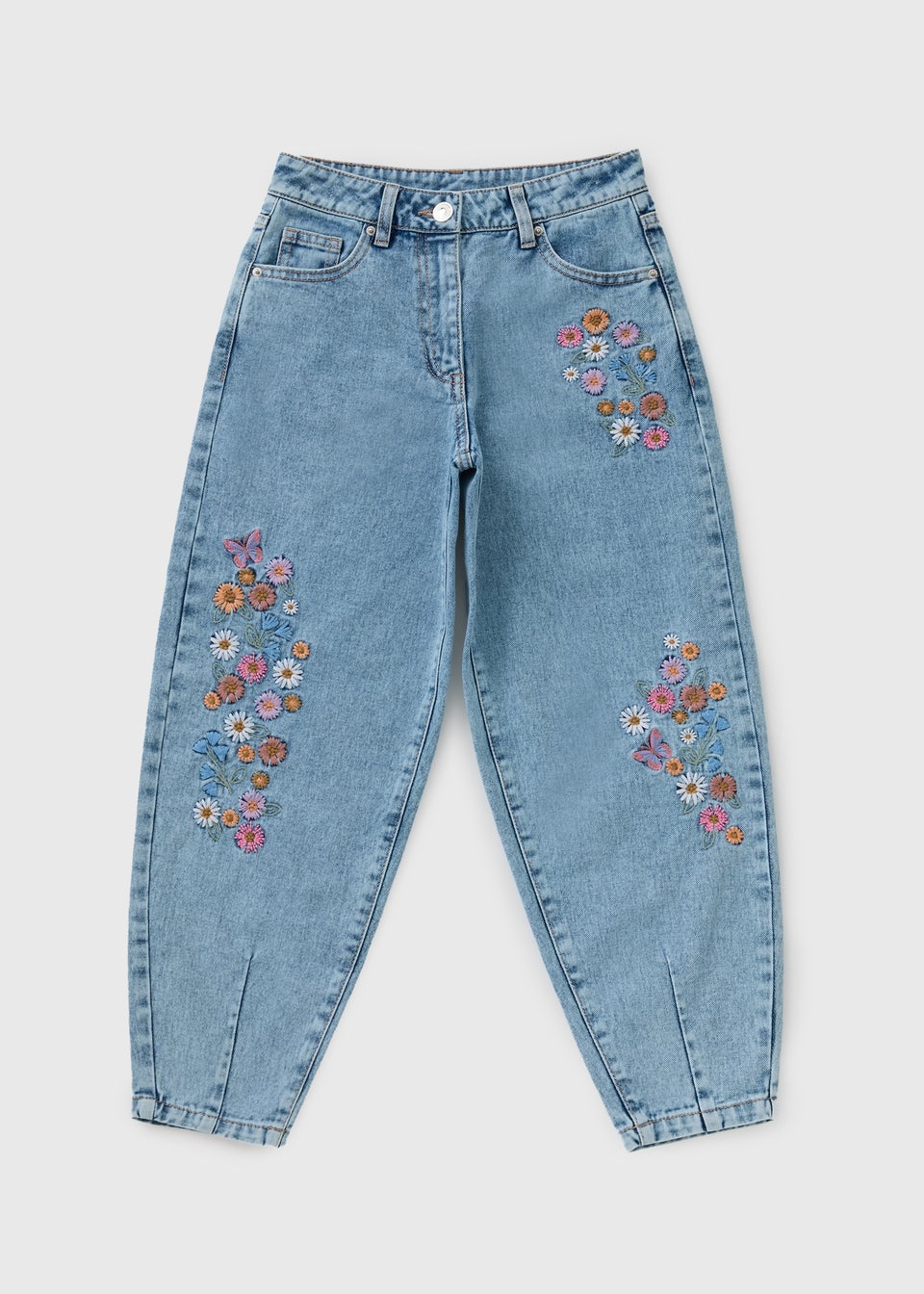 Girls Blue Floral Embroidered Jeans (7-15yrs)