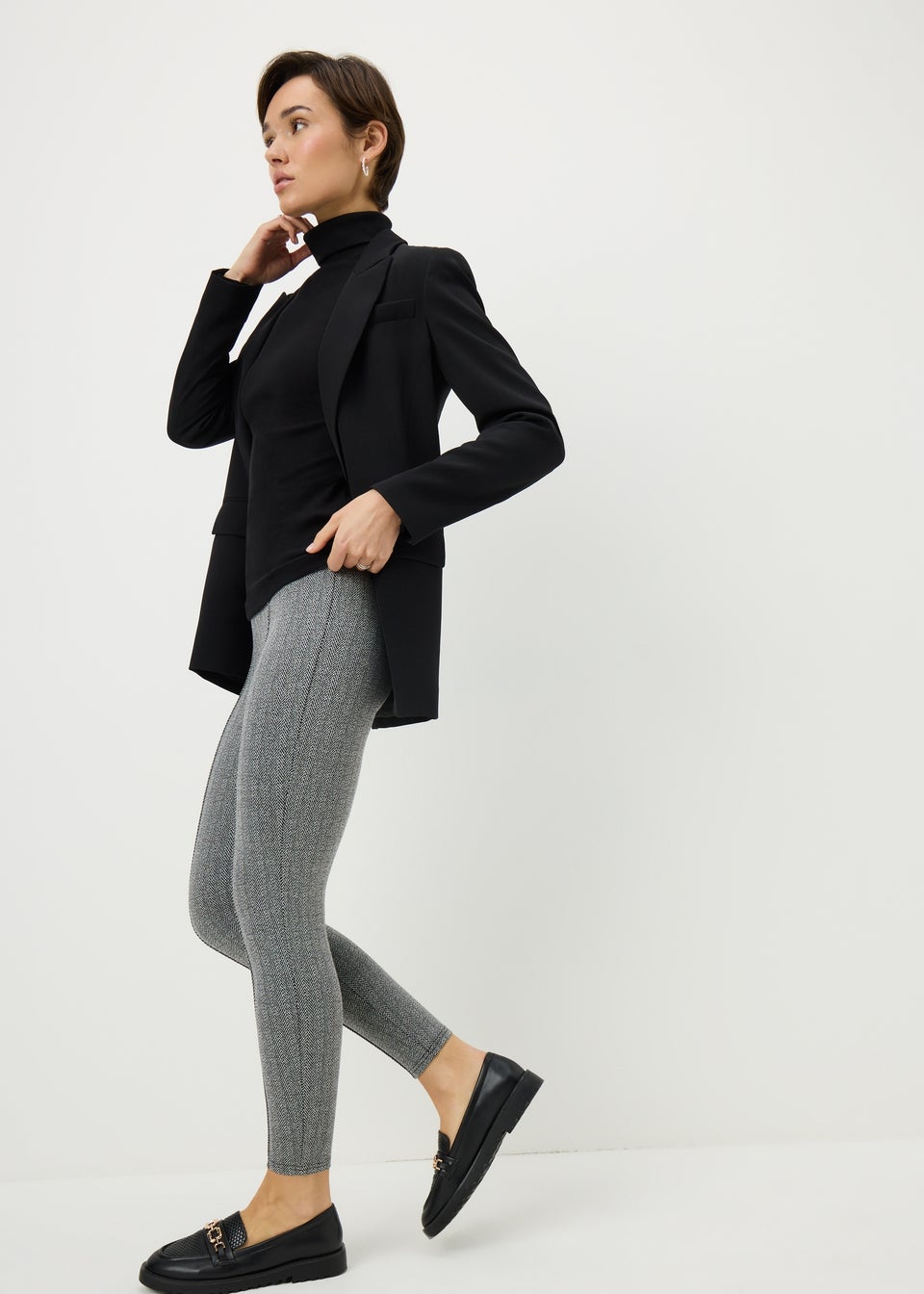 Black Herringbone Leggings