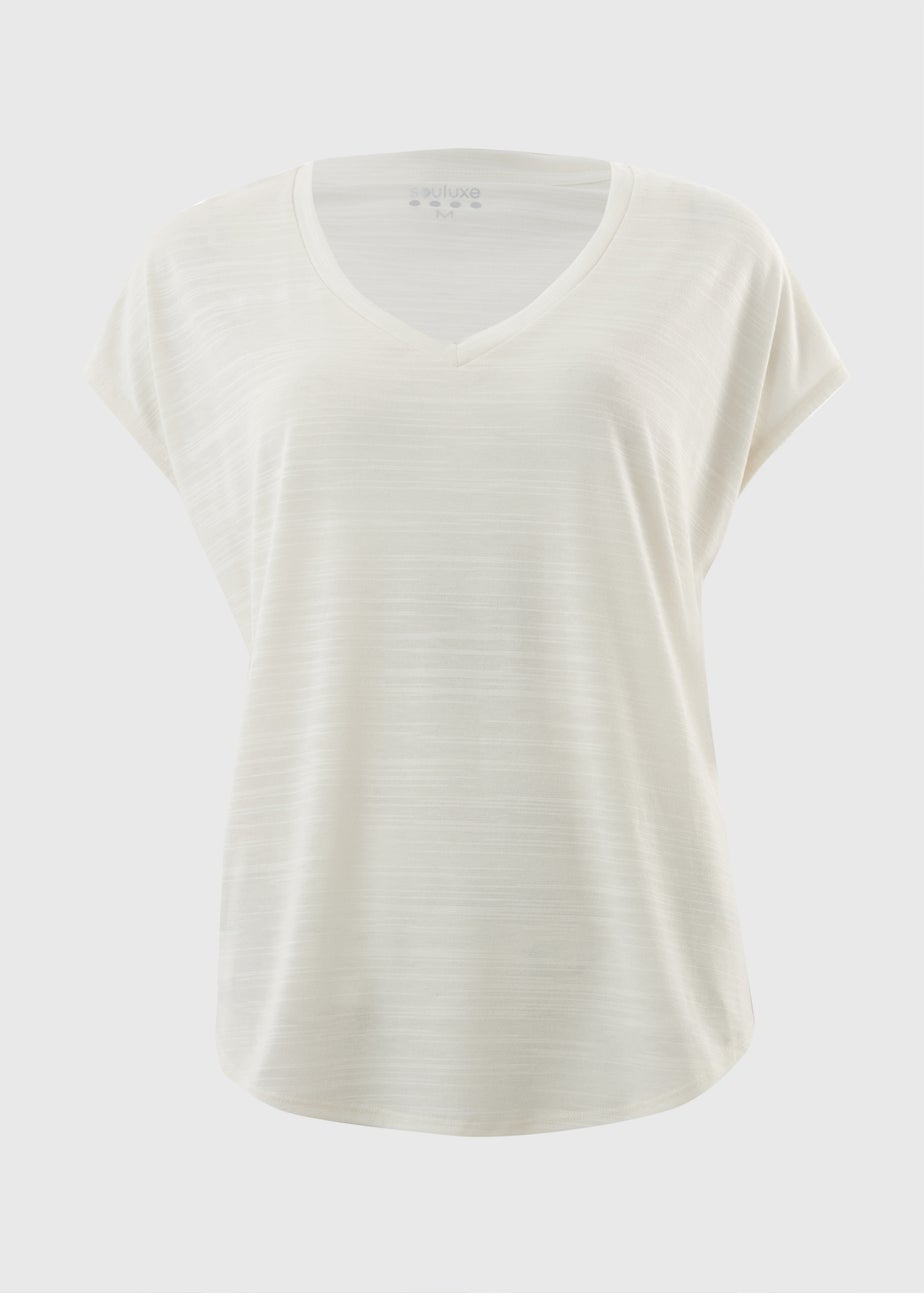 Souluxe Cream V-Neck T-Shirt