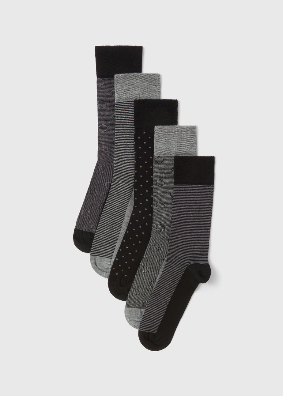 5 Pack Black Flexi Top Socks