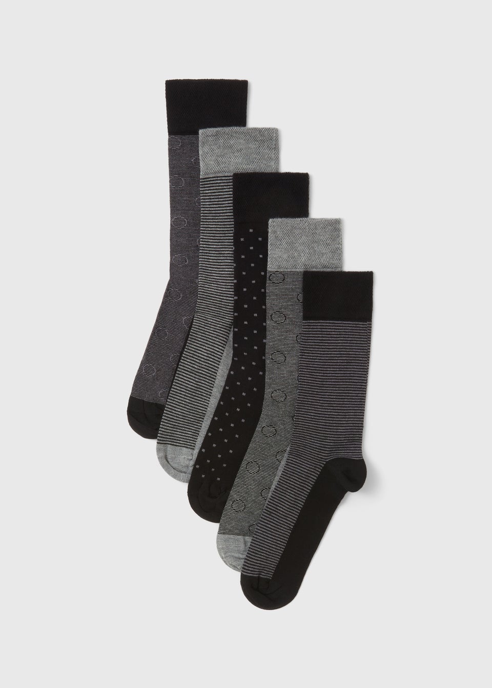 5 Pack Black Flexi Top Socks