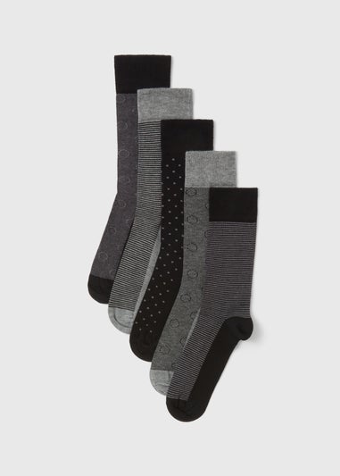 5 Pack Black Flexi Top Socks