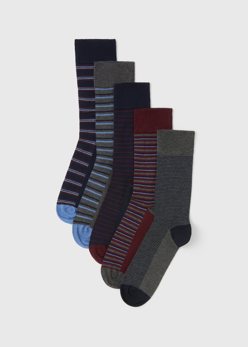 5 Pack Blue & Red Flexi Top Socks