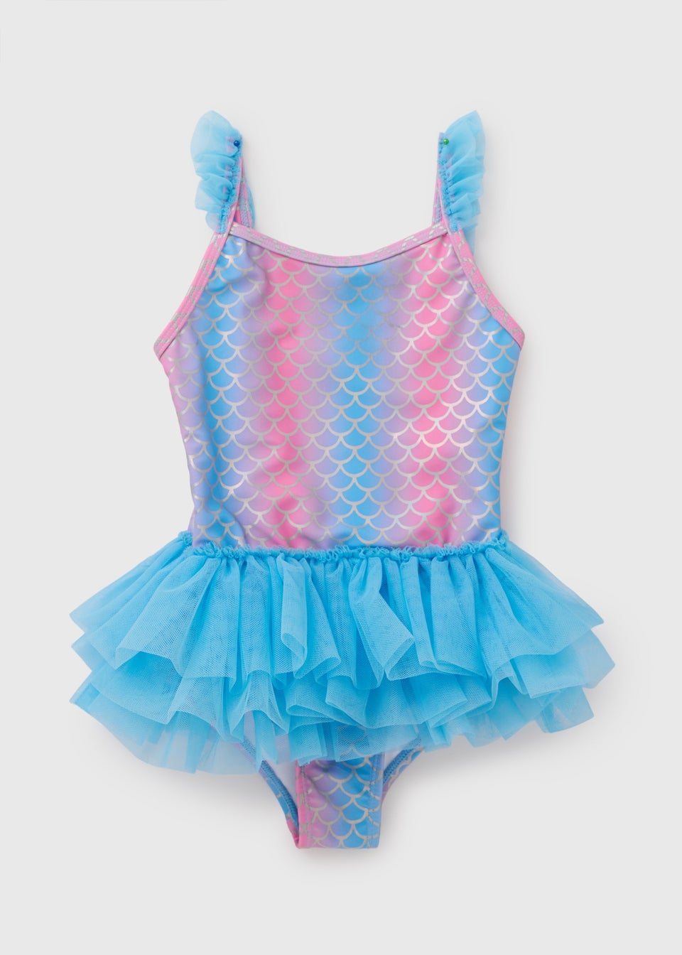 Girls Blue Mermaid Tutu Swimsuit (1-7yrs)