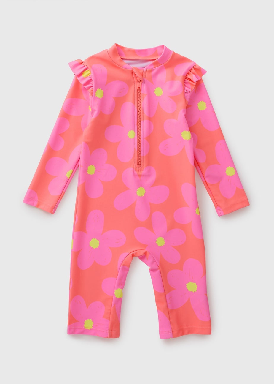 Girls Pink Flower Surf Suit (1-7yrs)