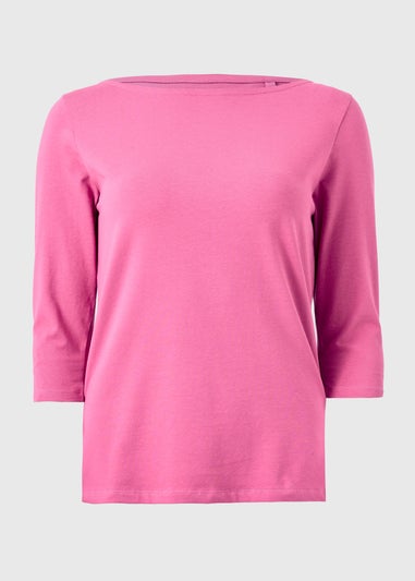 Pink Fitted 3/4 Sleeve Top