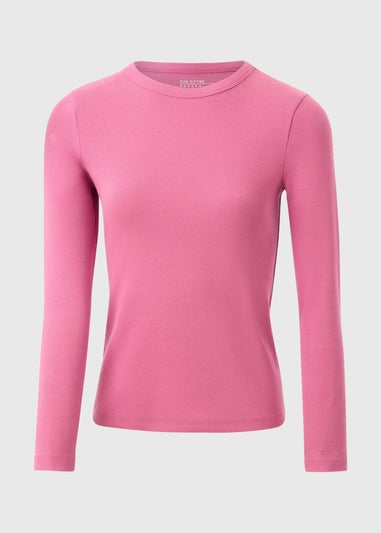 Pink Ribbed Long Sleeve Top