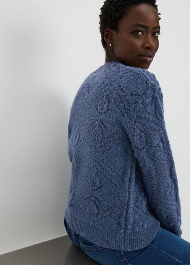 Blue Bobble Stitch Cable Jumper