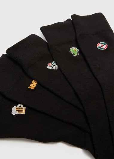 5 Pack Dart Embroidered Socks