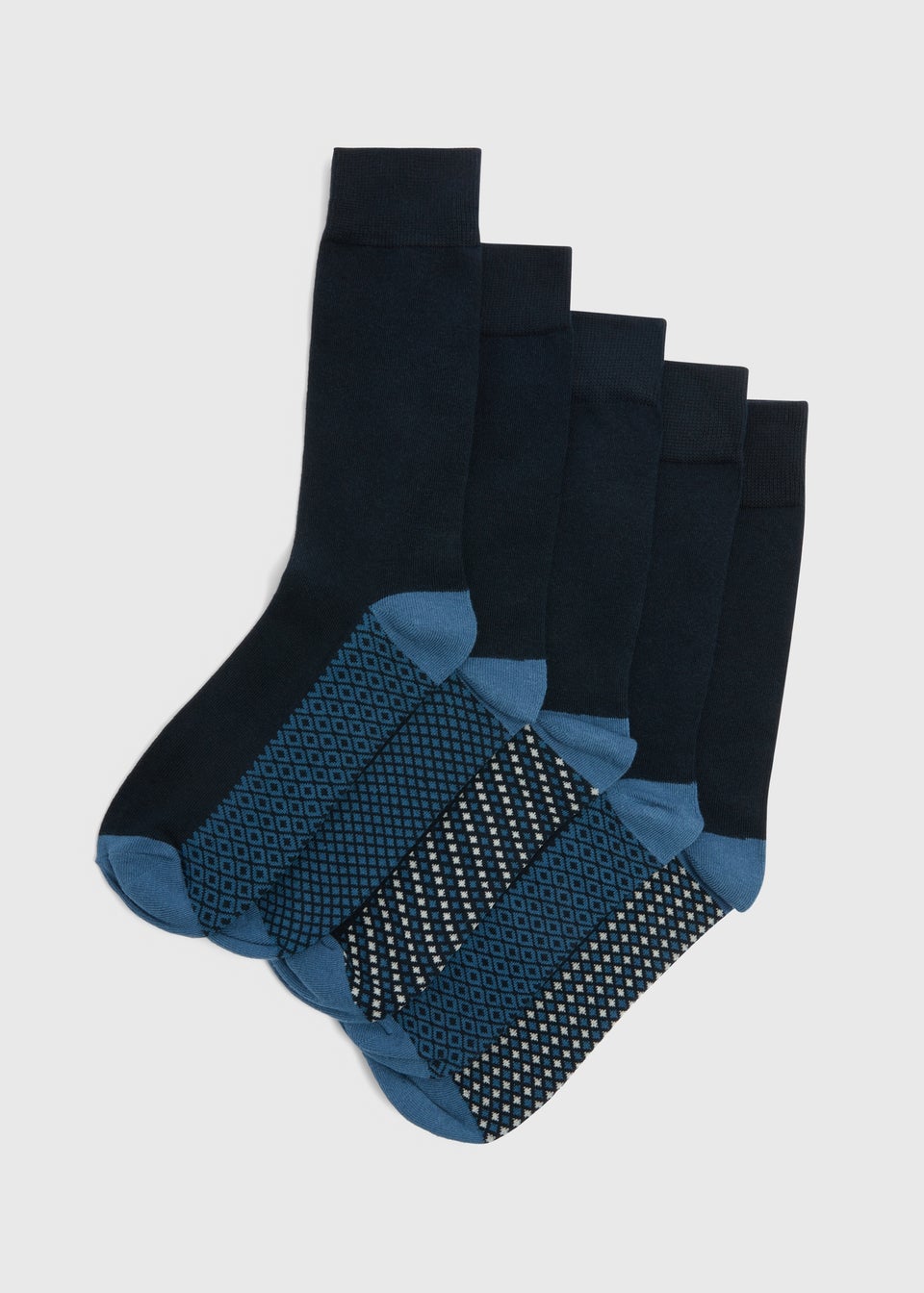 5 Pack Black Geometric Design Socks