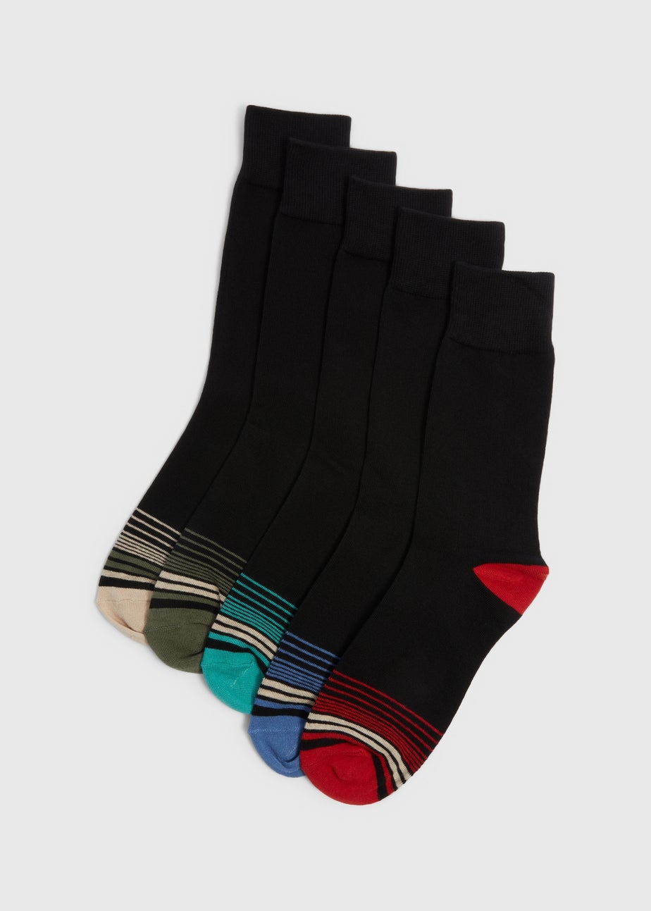 5 Pack Black Stripe Design Socks
