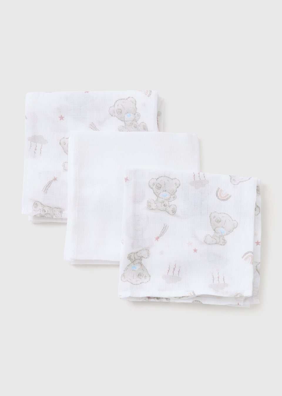 Tiny Tatty Teddy 3 Pack White Muslin Cloths