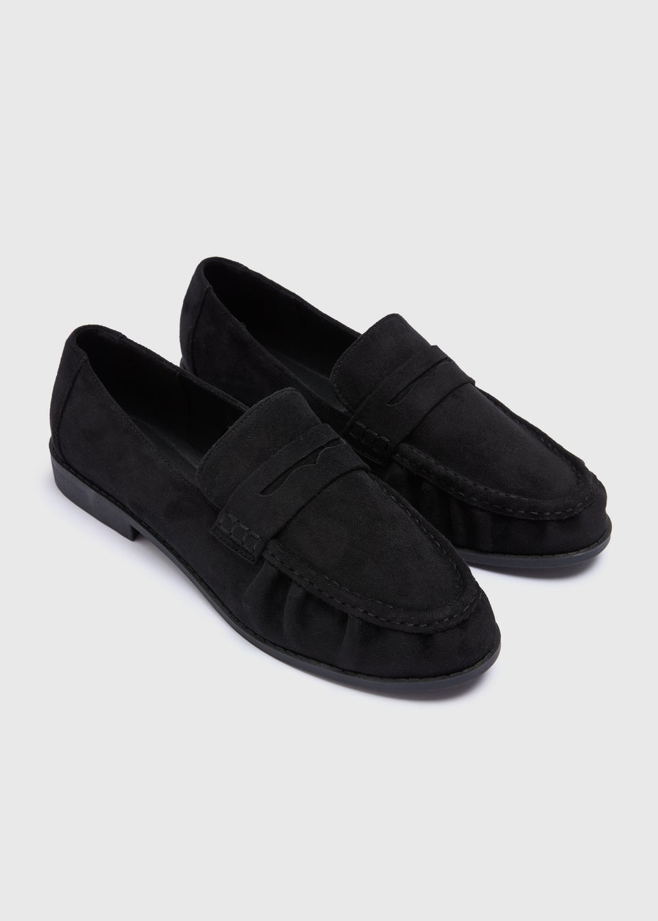 Black Faux Suede Loafers