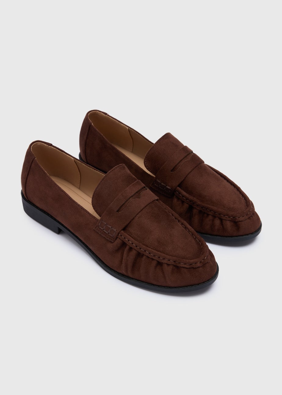 Brown Faux Suede Loafers