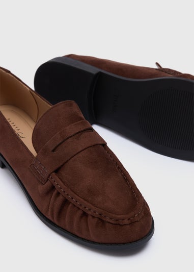 Brown Faux Suede Loafers