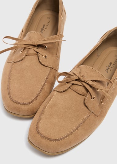 Sand Faux Suede Boat Loafers