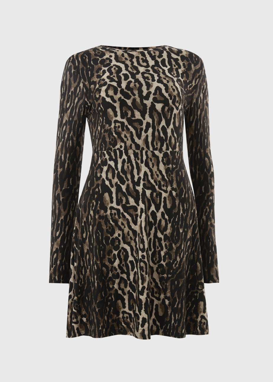 Brown Leopard Print Supersoft Mini Dress