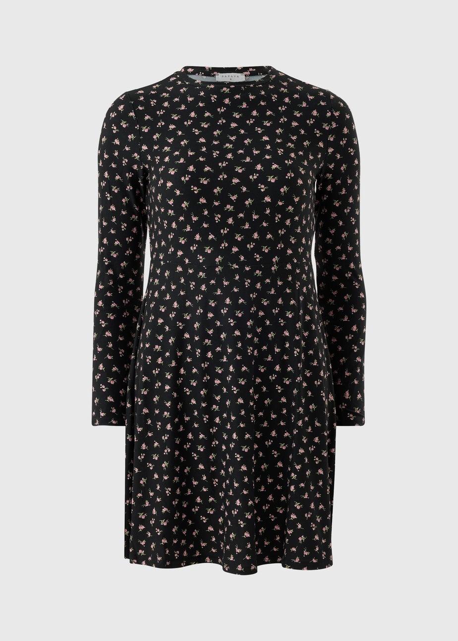 Black Ditsy Supersoft Mini Dress