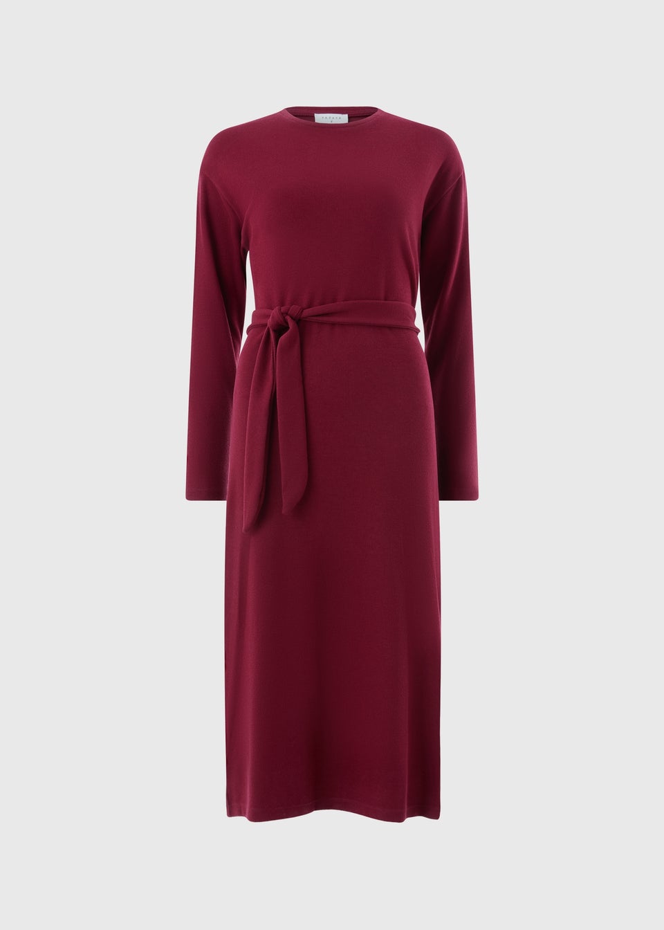 Burgundy Cosy Belted Midi Dress