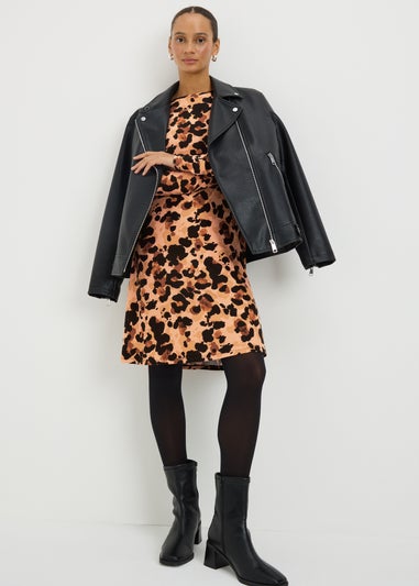 Brown Leopard Print Supersoft Mini Dress