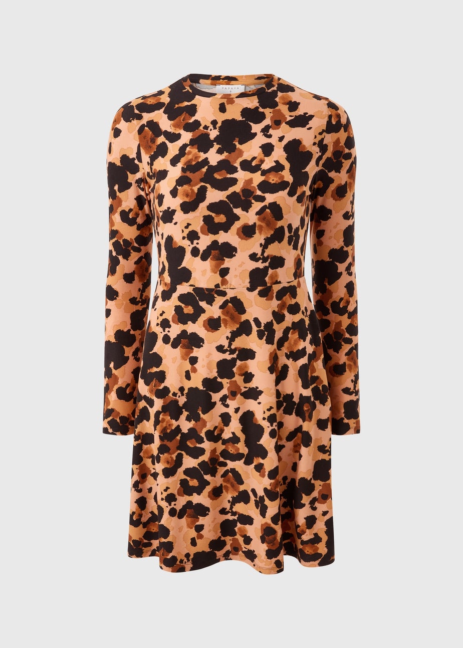 Brown Leopard Print Supersoft Mini Dress